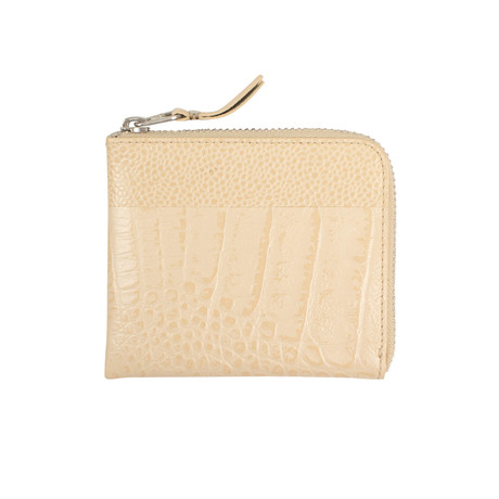 Reptile Leather Patchwork Slim Wallet Pouch // Beige