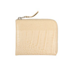 Reptile Leather Patchwork Slim Wallet Pouch // Beige