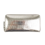 Leather Letter Embossed Wallet // Silver