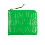 Leather Letter Embossed Slim Wallet // Green