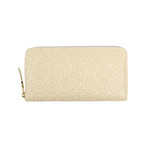 Leather Number Embossed Wallet // Ivory