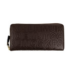 Leather Letter Embossed Wallet // Brown