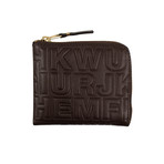 Leather Letter Embossed Slim Wallet // Brown