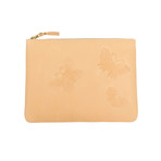 Comme Des Garçons // Leather Butterfly Embossed Pouch Wallet // Beige