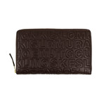 Leather Letter Embossed Travel Organizer Wallet // Brown