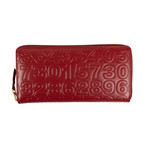 Leather Number Embossed Wallet // Red