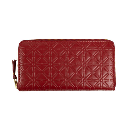 Leather Star Embossed Wallet // Red