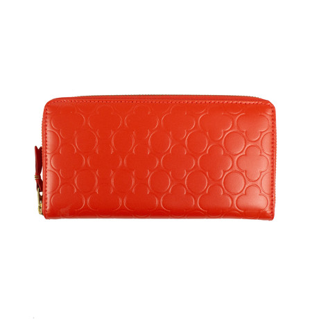 Leather Clover Embossed Wallet // Orange