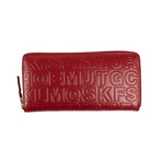 Leather Letter Embossed Wallet // Red