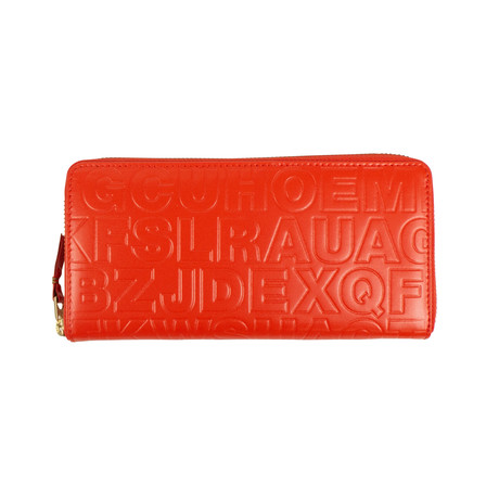 Leather Letter Embossed Wallet // Orange