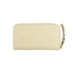 Leather Mini Wallet Clover Embossed Coin Purse // Ivory