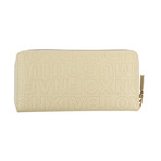 Leather Letter Embossed Wallet // Cream