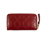 Leather Clover Embossed Mini Wallet Coin Purse // Red