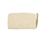 Leather Letter Embossed Mini Wallet Coin Purse // Ivory