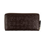 Leather Number Embossed Wallet // Brown