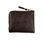 Leather Letter Embossed Slim Wallet // Brown