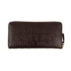 Leather Letter Embossed Wallet // Brown