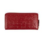 Leather Number Embossed Wallet // Red