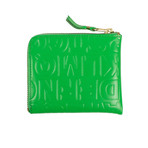 Leather Letter Embossed Slim Wallet // Green