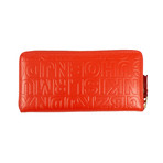 Leather Letter Embossed Wallet // Orange