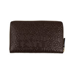 Leather Letter Embossed Travel Organizer Wallet // Brown