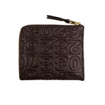 Leather Number Embossed Slim Wallet // Brown
