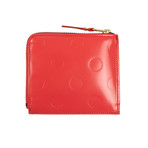 Leather Polka Dot Embossed Slim Wallet // Red