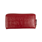 Leather Letter Embossed Wallet // Red