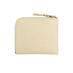 Leather Number Embossed Slim Wallet // Ivory