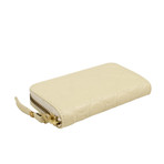 Leather Mini Wallet Clover Embossed Coin Purse // Ivory