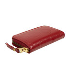 Leather Mini Wallet Clover Embossed Coin Purse // Red