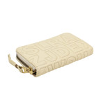 Leather Letter Embossed Mini Wallet Coin Purse // Ivory