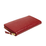 Leather Letter Embossed Wallet // Red