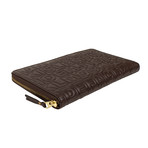 Leather Letter Embossed Travel Organizer Wallet // Brown