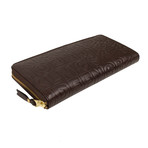 Leather Letter Embossed Wallet // Brown