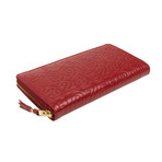 Leather Number Embossed Wallet // Red