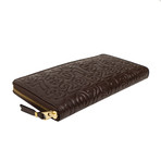 Leather Number Embossed Wallet // Brown