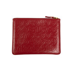 Leather Number Embossed Pouch Wallet // Red