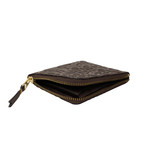 Leather Number Embossed Slim Wallet // Brown