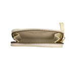 Leather Letter Embossed Mini Wallet Coin Purse // Ivory