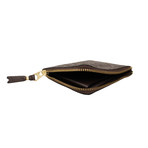 Leather Letter Embossed Slim Wallet // Brown