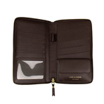 Leather Letter Embossed Travel Organizer Wallet // Brown