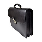 Double Gusset Italian Saffiano Briefcase // Black