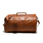 Distressed Leather Military Duffel Bag // Brown