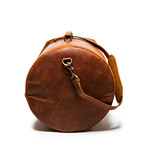 Distressed Leather Military Duffel Bag // Brown