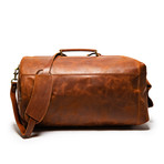 Distressed Leather Military Duffel Bag // Brown