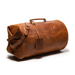 Distressed Leather Military Duffel Bag // Brown