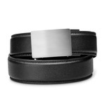 Triumph Titanium Buckle // Black Stitched Full Grain Leather Belt