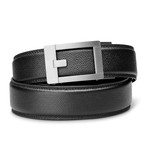 Trophy Titanium Buckle // Black Stitched Full Grain Leather Belt