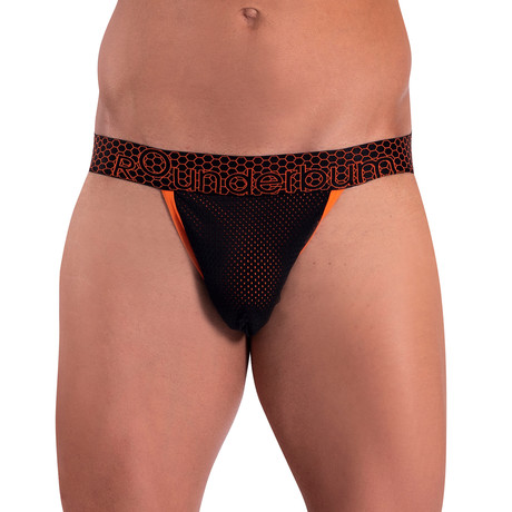 Techpulse Lift Jock Strap // Black + Orange (S)